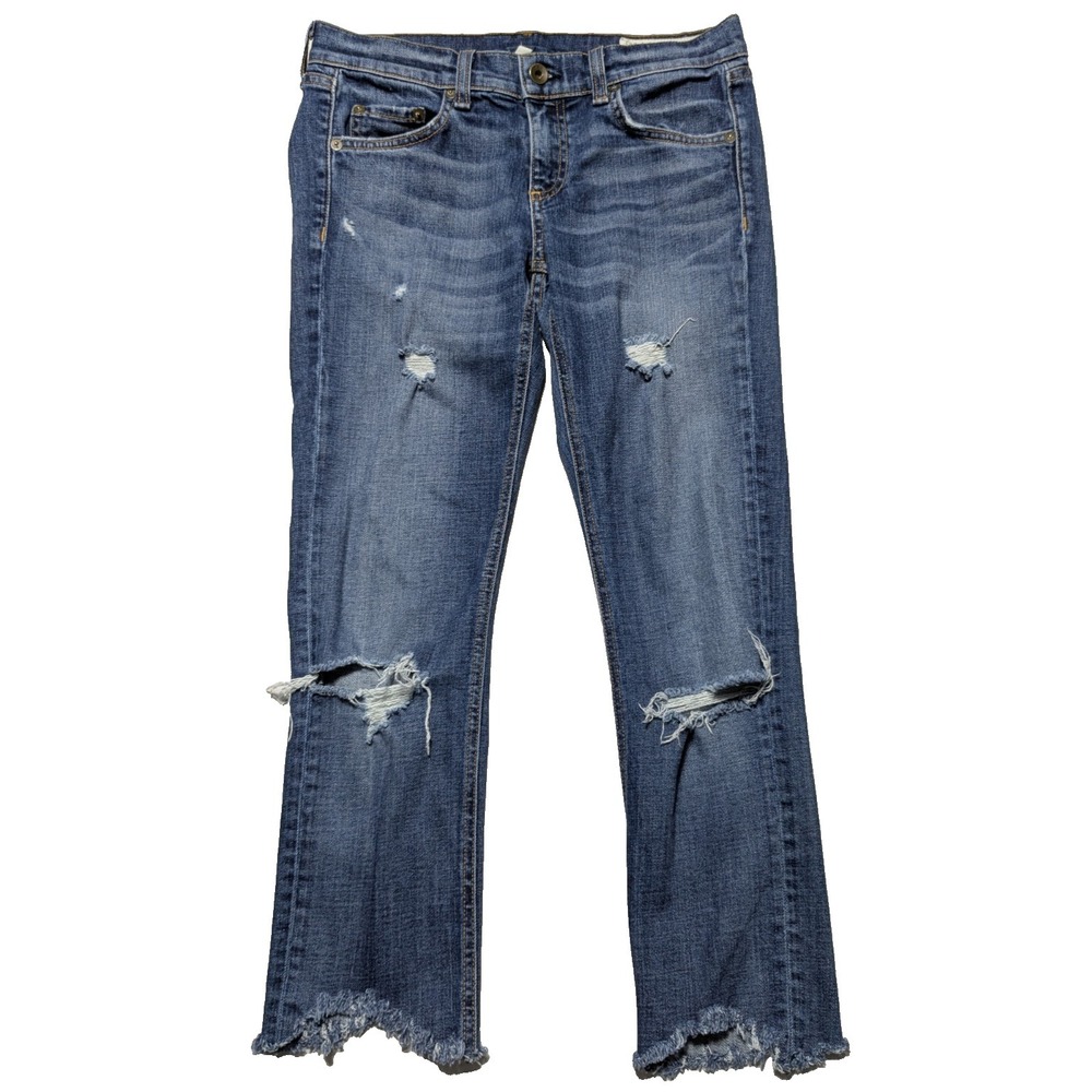 Rag & Bone DRE Cut Distressed Denim Colvin Blue Jeans Women Size 25 Made In USA
